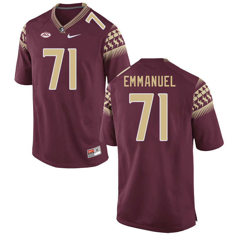 Men #71 D'Mitri Emmanuel Florida State Seminoles College Football Jerseys Stitched-Garnet